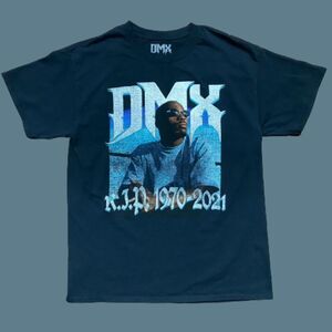 DMX Earl Simmons RIP 2021 Memorial Tee T-Shirt Black Blue Cotton Men's Medium